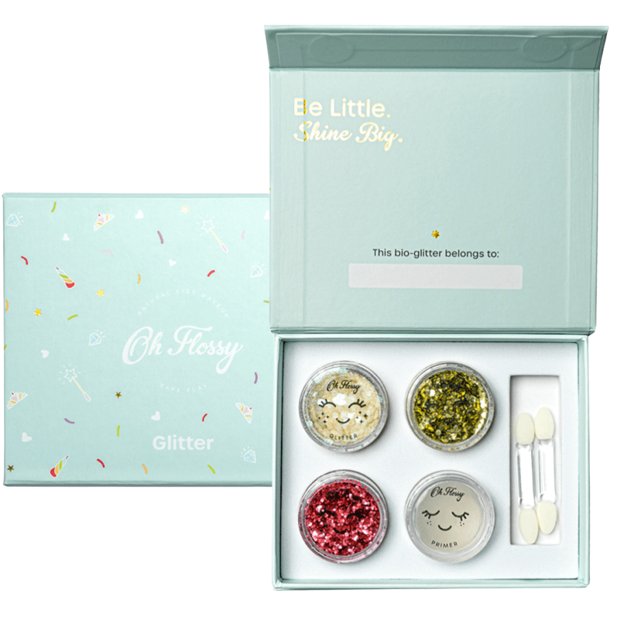 Brokatowy zestaw do malowania twarzy SPARKLY, bio brokat, roślinna formuła / Oh Flossy