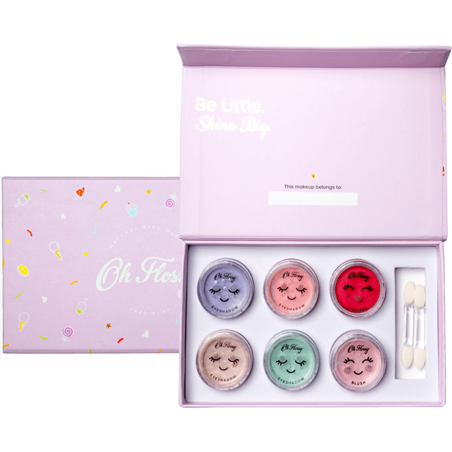 Naturalny zestaw do makijażu Sweet Treat, cienie do powiek, róż, pomadka i akcesoria / Oh Flossy