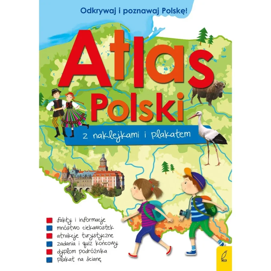Atlas Polski z naklejkami i plakatem / Wydawnictwo Wilga