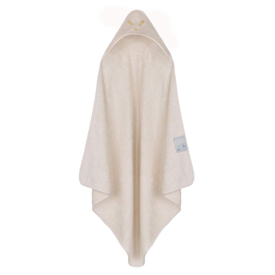 Ręcznik z kapturkiem 90 x 90 cm bambusowo-bawełniany piaskowy z haftem kolekcja TowelPower / Piapimo