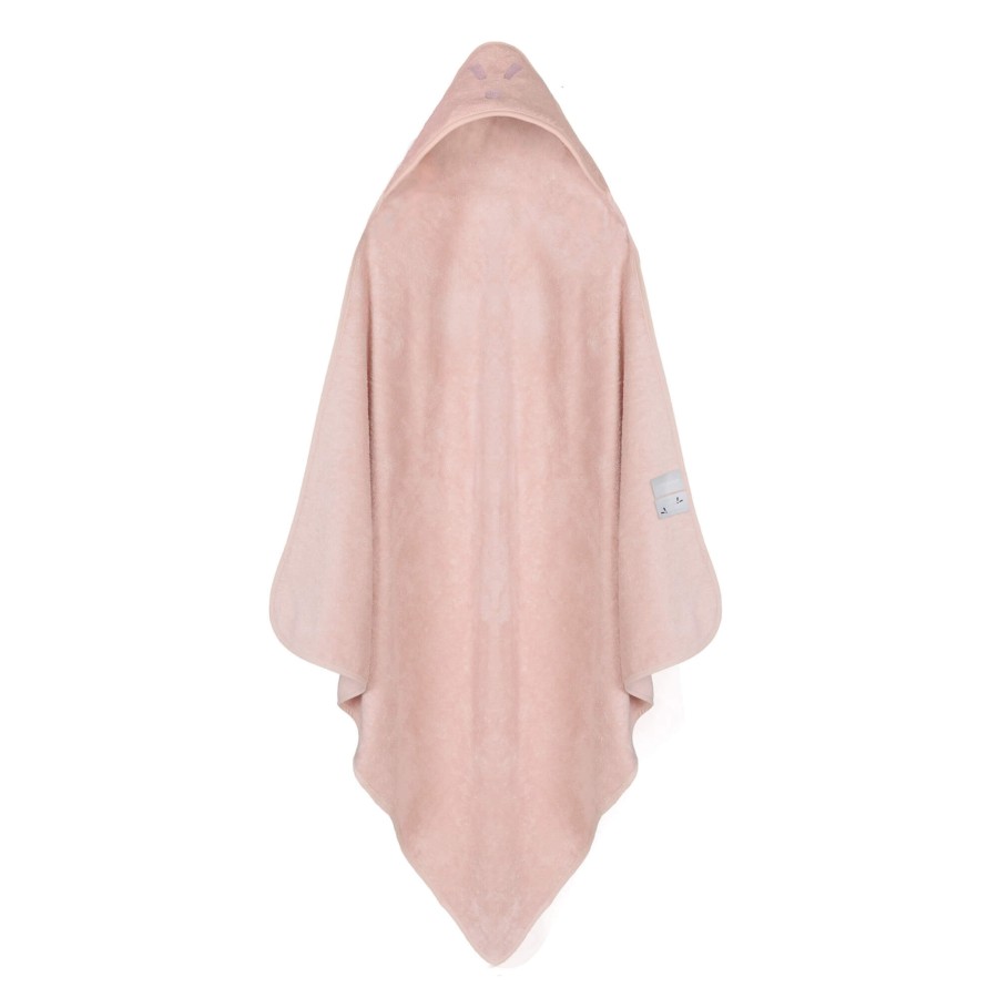 Ręcznik z kapturkiem 90 x 90 cm bambusowo-bawełniany różowy z haftem kolekcja TowelPower / Piapimo