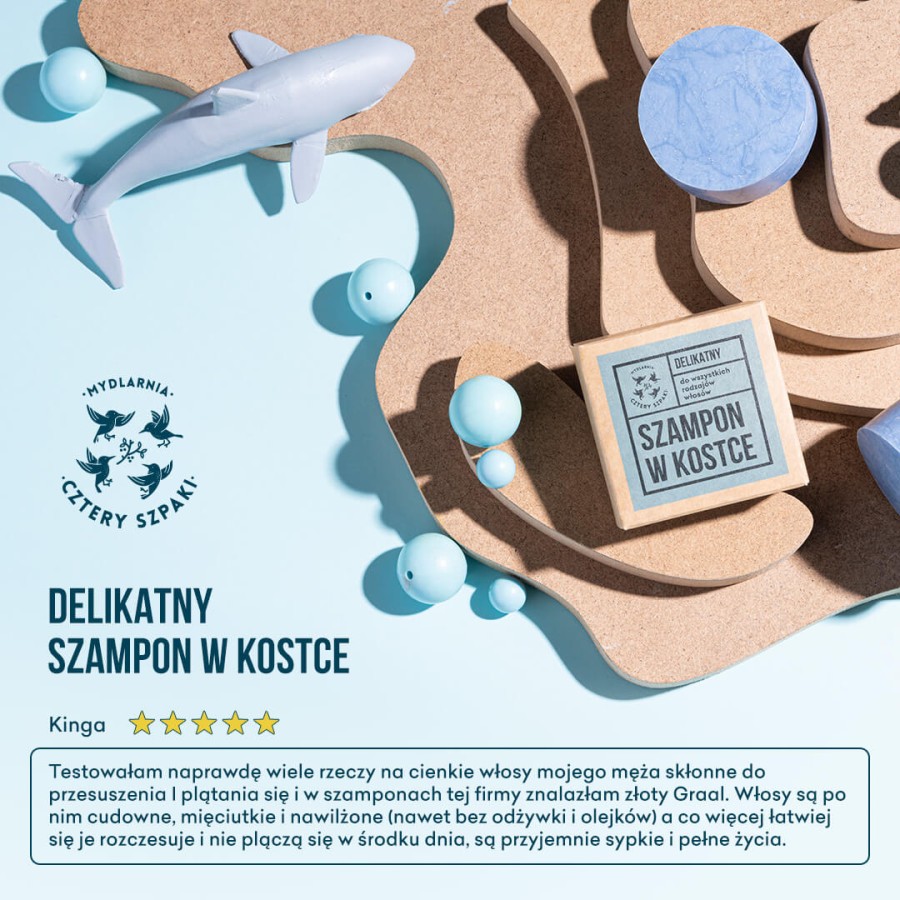 Delikatny szampon do włosów w kostce, 75 g / Mydlarnia Cztery Szpaki