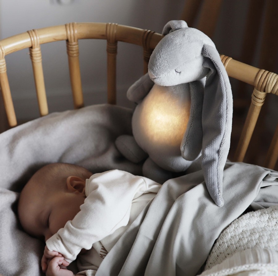 Moonie 2.0 SILVER - szumiący króliczek z lampką nocną Szary, szare uszy