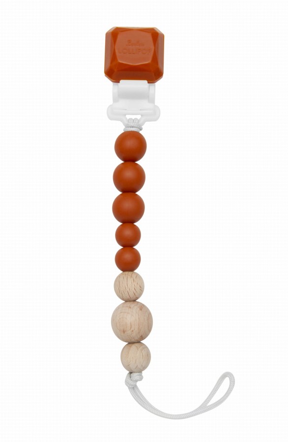Silikonowa zawieszka do smoczka i gryzaka Burnt Orange POP 0m+ / Loulou Lollipop