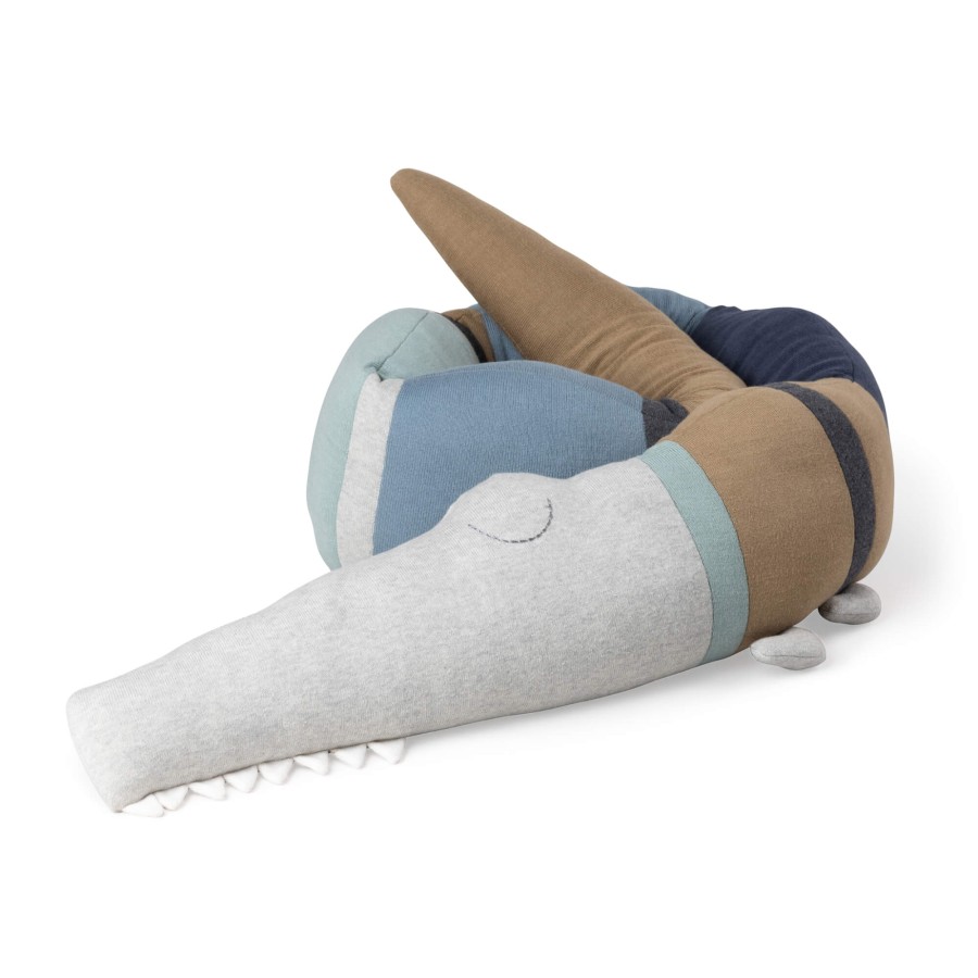 Duża poduszka Sleepy Croc - dusty blue mix / Sebra