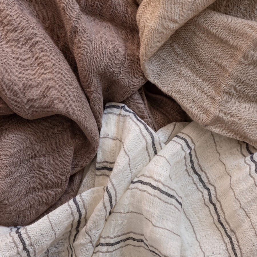 Pieluszki muślinowe 3 szt. - Cream stripe, beige / Sebra