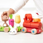 Pociąg z klockami i figurkami do ciągnięcia Farma 12m+ / Janod