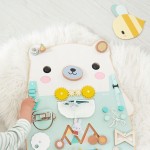 Duża drewniana tablica manipulacyjna 20 aktywności Miś Pure 18m+ / Janod