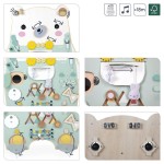 Duża drewniana tablica manipulacyjna 20 aktywności Miś Pure 18m+ / Janod