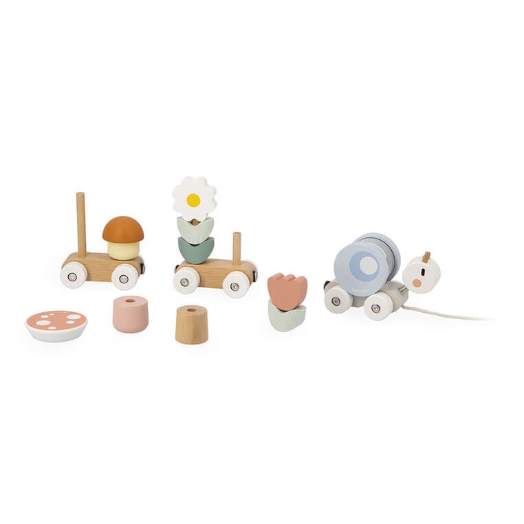 Magnetyczny pociąg z klockami i grzechotką do ciągnięcia Ślimak Sweet Cocoon 12m+ / Janod