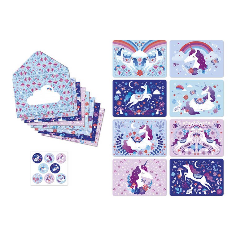 Zestaw zaproszeń papeteria Jednorożce Kraina snów 6+ / Janod
