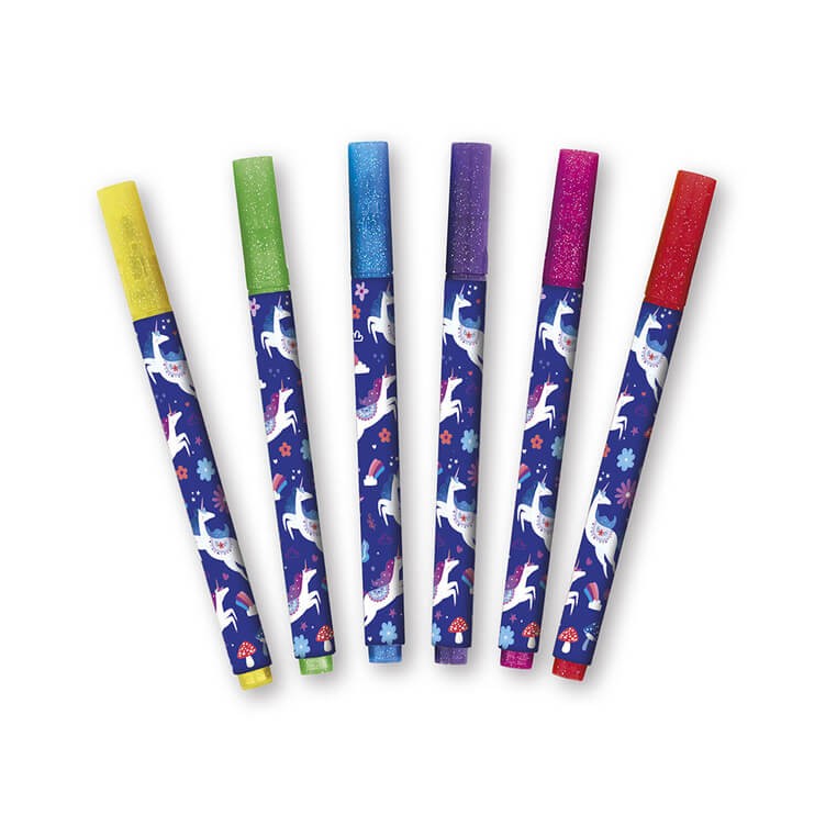 Brokatowe flamastry markery 6 kolorów Jednorożce Kraina snów 6+ / Janod