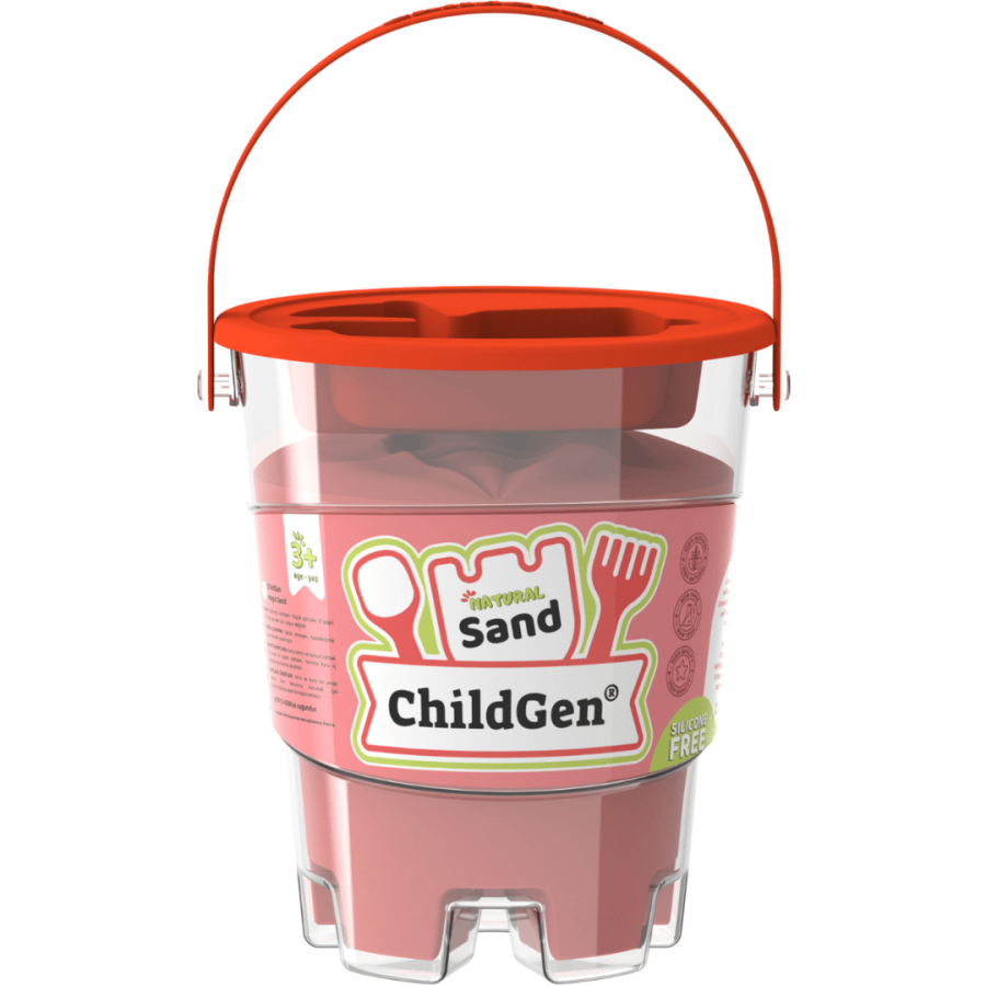 Piasek kinetyczny z foremką, 100% naturalny CZERWONY, 500g