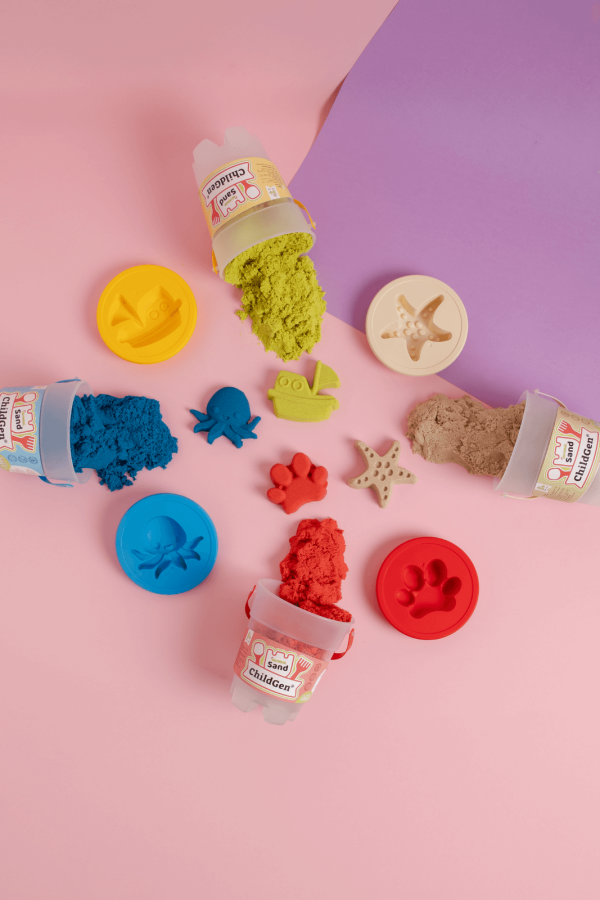 Piasek kinetyczny z foremką, 100% naturalny CZERWONY, 500g