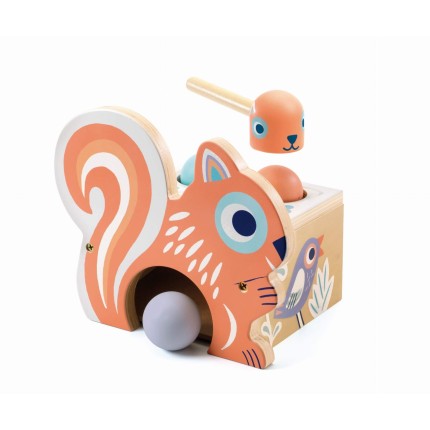 Drewniana wbijanka z młoteczkiem wiewiórka / Djeco
