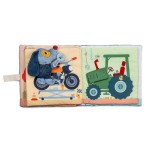 Miękka książeczka aktywizująca "Garaż Pieska Jules'a" 12 m+ / Lilliputiens