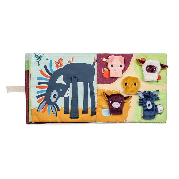 Książeczka aktywizująca z mini-pacynkami Farma 12 m+ / Lilliputiens