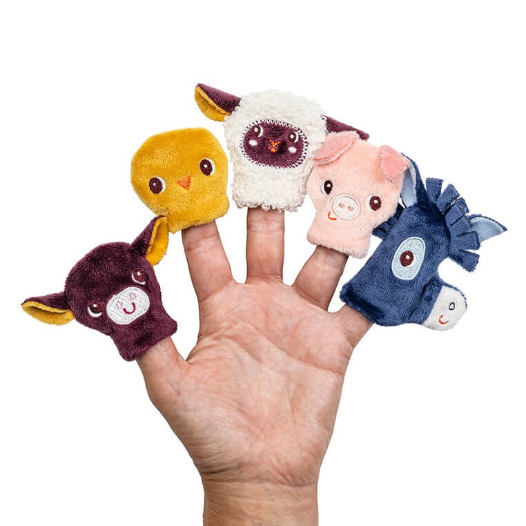 Książeczka aktywizująca z mini-pacynkami Farma 12 m+ / Lilliputiens