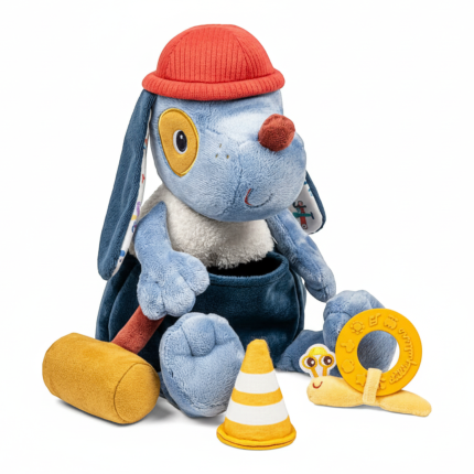 Przytulanka aktywizująca wielofunkcyjna z akcesoriami Piesek Jules 9 m+ / Lilliputiens