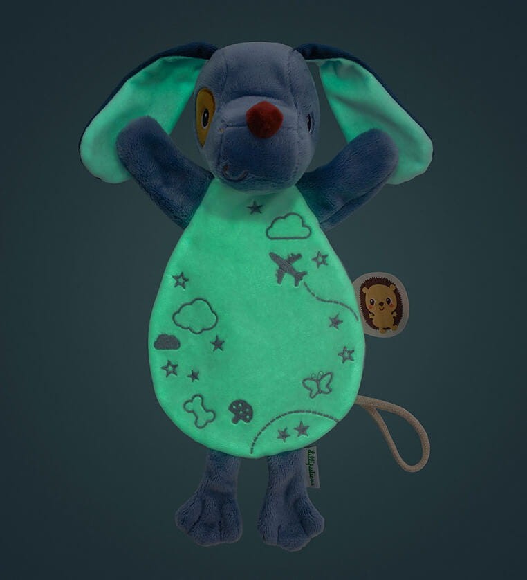 Przytulanka komforter pacynka świecąca w ciemności Piesek Jules 0 m+ / Lilliputiens