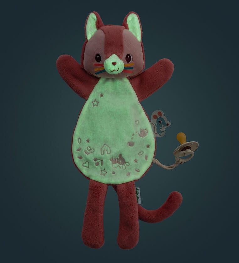 Przytulanka komforter pacynka świecąca w ciemności Kotka Jeanne 0 m+ / Lilliputiens