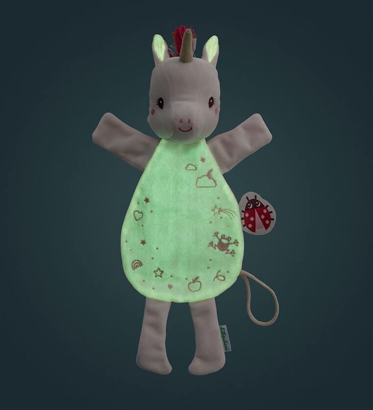 Przytulanka komforter pacynka świecąca w ciemności Jednorożec Lena 0 m+ / Lilliputiens