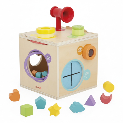 Kostka sensoryczna drewniana 18 m+ / Janod