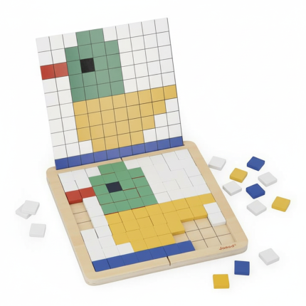 Drewniana układanka mozaika piksele Symetria i kodowanie 4w1 5+ / Janod