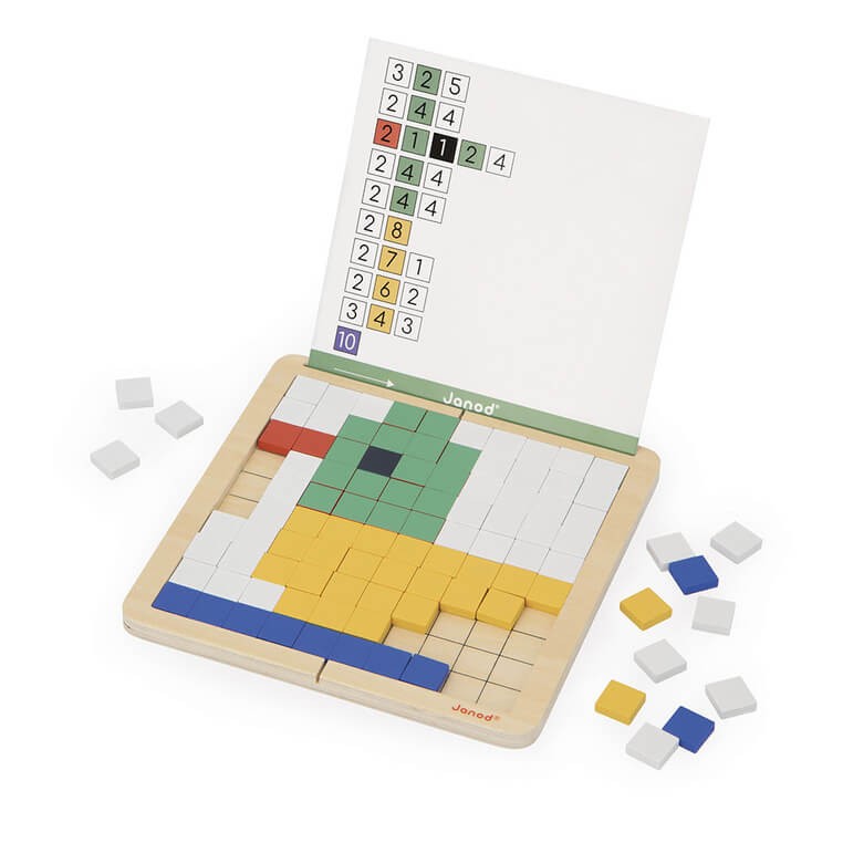 Drewniana układanka mozaika piksele Symetria i kodowanie 4w1 5+ / Janod