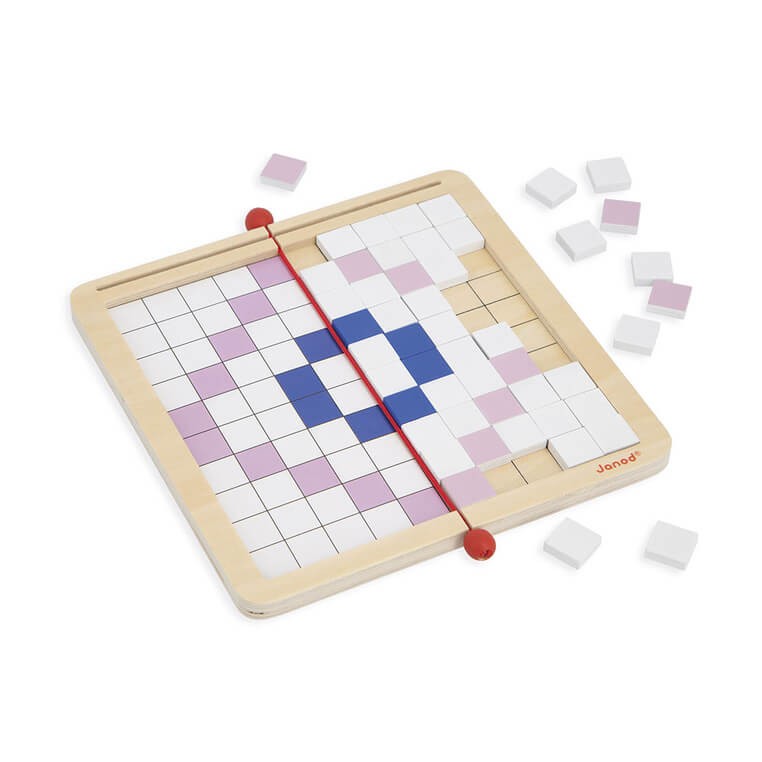 Drewniana układanka mozaika piksele Symetria i kodowanie 4w1 5+ / Janod