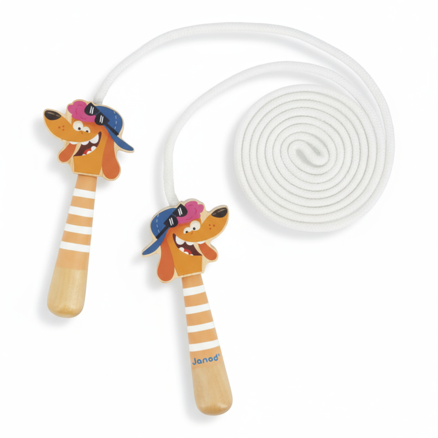 Skakanka z drewnianymi rączkami Piesek Applepop 3+ / Janod