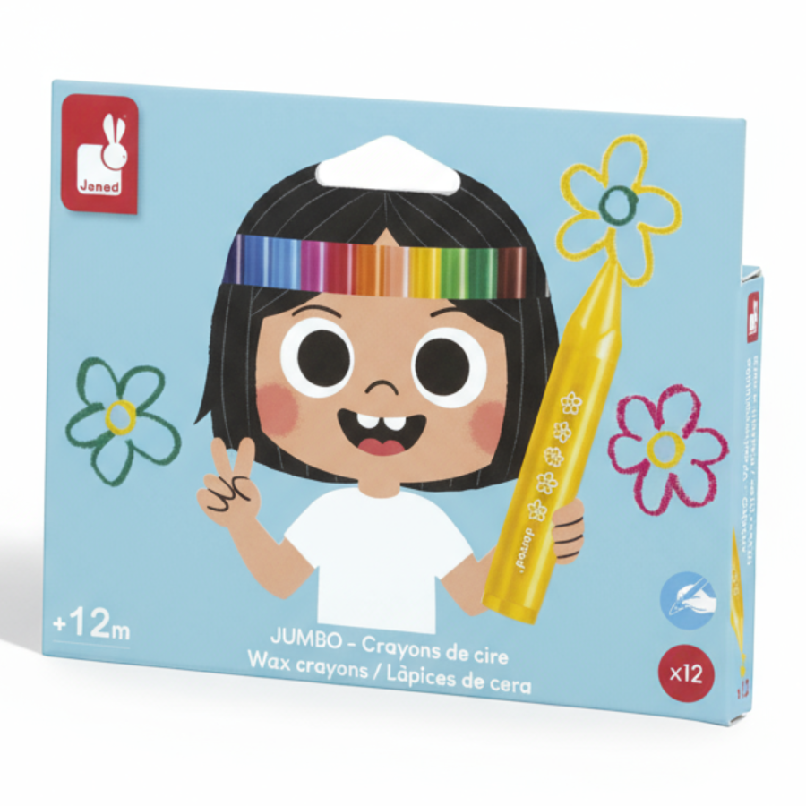 Kredki woskowe 12 kolorów 12m+ / Janod