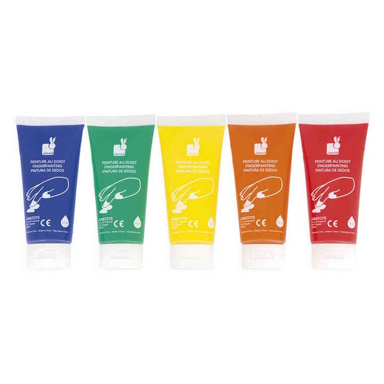 Farbki do malowania rękami 5 kolorów 12m+ / Janod