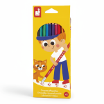 Kredki ołówkowe zmazywalne z gumką 12 kolorów 3+ / Janod