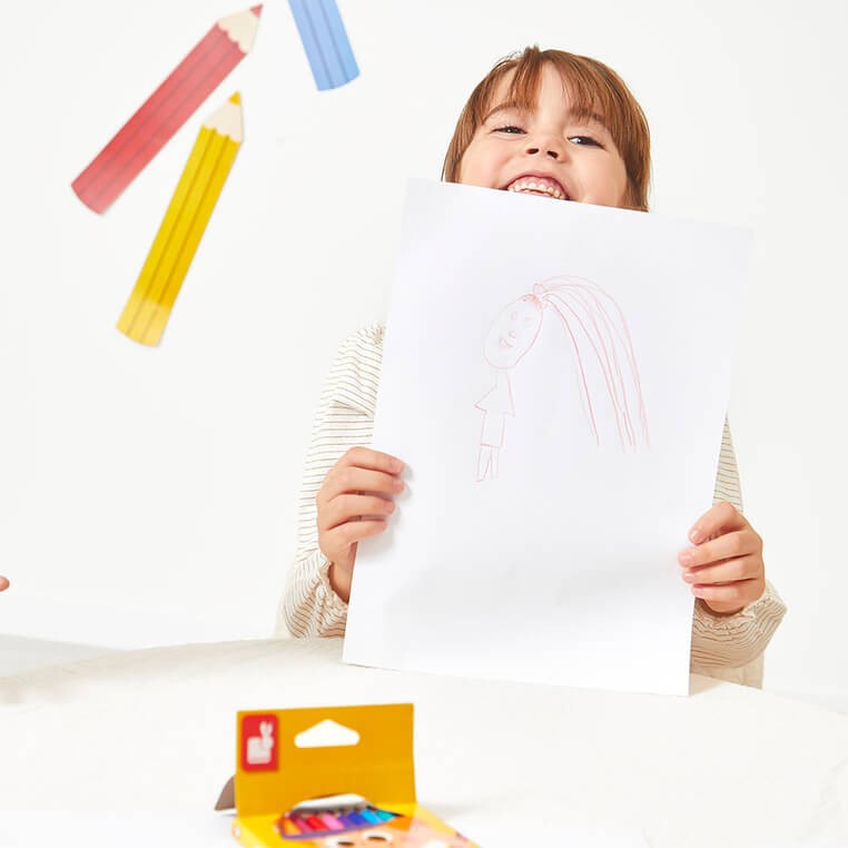 Kredki ołówkowe zmazywalne z gumką 12 kolorów 3+ / Janod