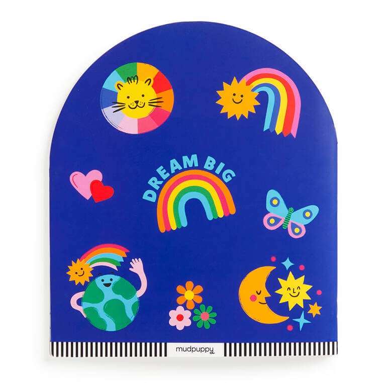 Zestaw kreatywny z malowanką, wielokolorową kredką i naklejkami Tęczowy świat 6+ / Mudpuppy