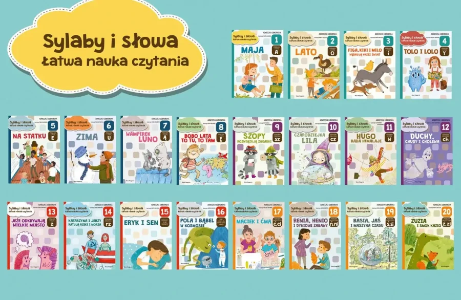 Sylaby i słowa. Łatwa nauka czytania - zestaw 20 książek / Wydawnictwo Nasza Księgarnia