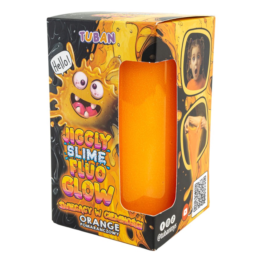 Jiggly Slime Fluo Glow - pomarańczowy, 430g / Tuban