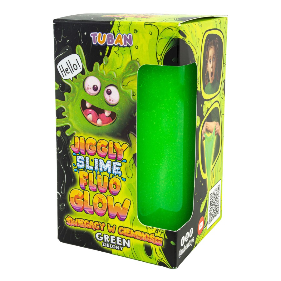 Jiggly Slime Fluo Glow - zielony, 430g / Tuban