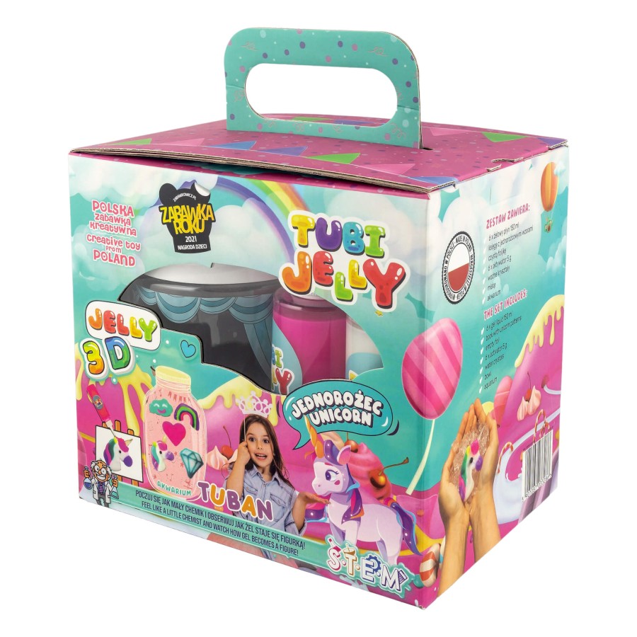 Zestaw Tubi Jelly 6 kolorów + małe akwarium - jednorożec  / Tuban
