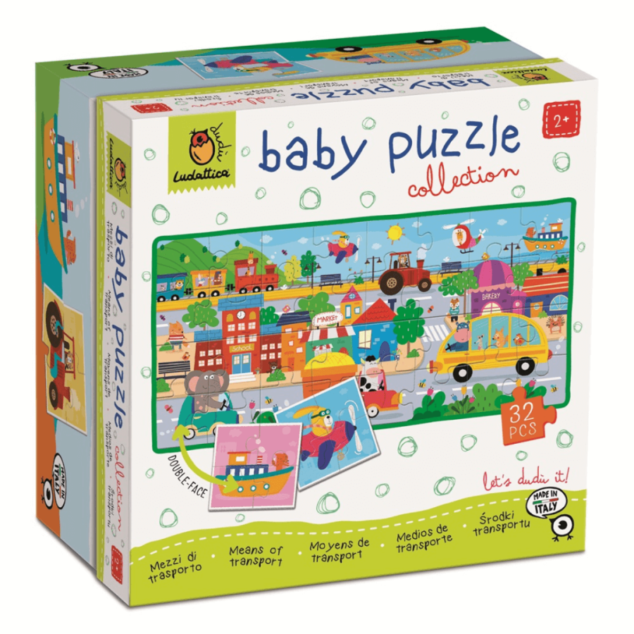 Baby puzzle - dwustronne puzzle dla najmłodszych - ŚRODKI TRANSPORTU / Ludattica