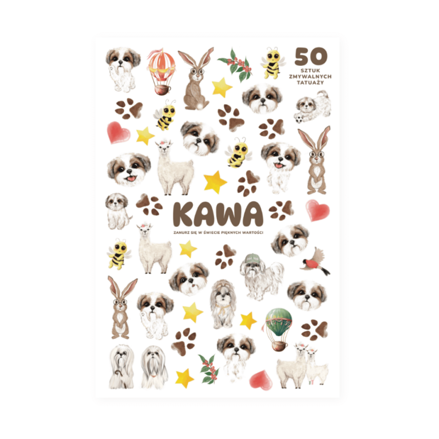 Zestaw 50 zmywalnych tatuaży "Kawa" / Neverending store Anna Załęcka