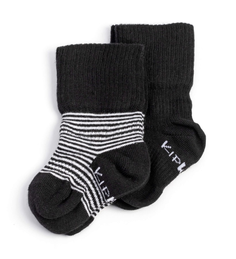 Skarpetki niemowlęce Stay-on-Socks, Black Stripes / KipKep