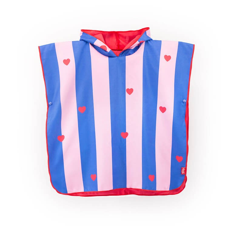 Dwustronne poncho kąpielowe dla dzieci Cherry Red / QUUT
