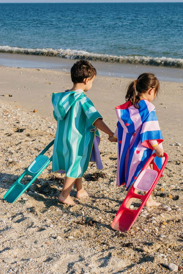 Dwustronne poncho kąpielowe dla dzieci Cherry Red / QUUT