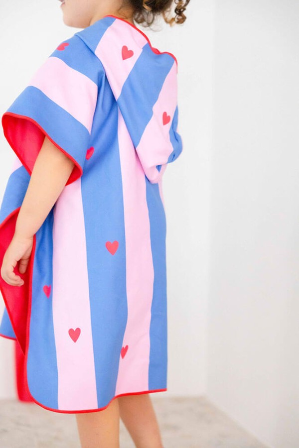 Dwustronne poncho kąpielowe dla dzieci Cherry Red / QUUT