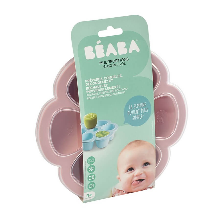 Silikonowy pojemnik do mrożenia duży 6 x 150 ml Old pink / Beaba