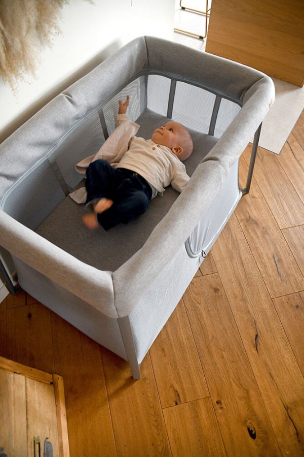 Łóżeczko turystyczne dwupoziomowe z funkcją kojca 3w1 Eazy sleep Heather grey, Pebble / Beaba