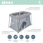 Łóżeczko turystyczne dwupoziomowe z funkcją kojca 3w1 Eazy sleep Heather grey, Pebble / Beaba