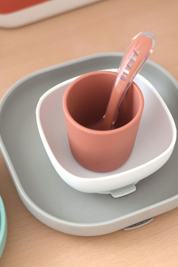 Komplet naczyń z silikonu z przyssawką Terracotta / Beaba